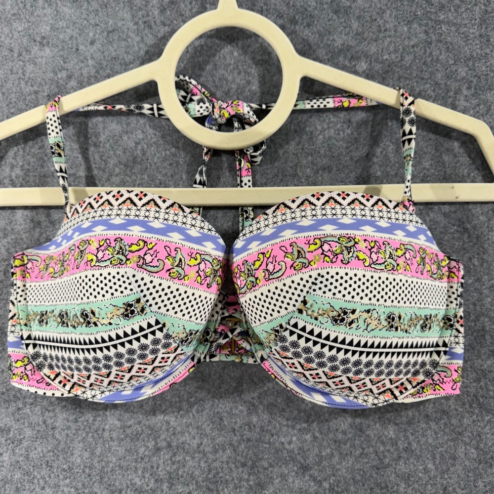 Victorias Secret Multi Color Geometric Paisley Underwire Bikini Top 34DD